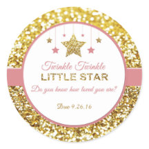 Twinkle Twinkle little star pink and gold stickers