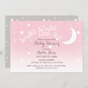 Twinkle twinkle little star pink baby shower invitation