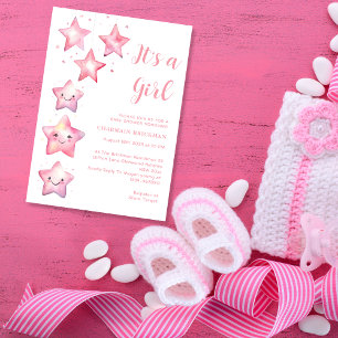 Twinkle Twinkle Little Star Pink Baby Shower Invitation