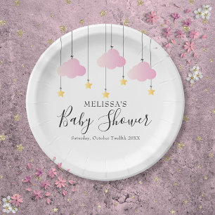 Twinkle Twinkle Little Star Pink Girl Baby Shower Paper Plate