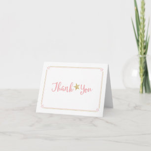 Twinkle Twinkle Little Star Pink Gold Thank You Card