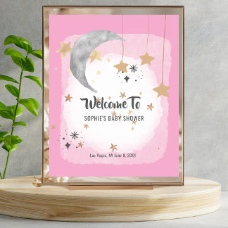 Twinkle Twinkle Little Star Pink Splash Welcome Poster