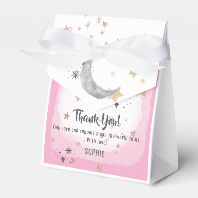 Twinkle Twinkle Little Star Pink Watercolor Splash Favour Box (Front Side)