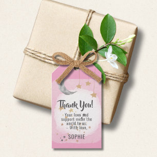 Twinkle Twinkle Little Star Pink Watercolor Splash Gift Tags