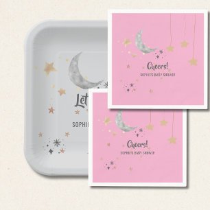 Twinkle Twinkle Little Star Pink Watercolor Splash Napkin