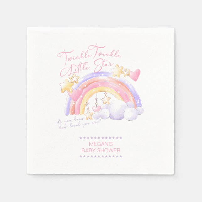 Twinkle Twinkle Little Star Rainbow Baby Shower Napkin (Front)