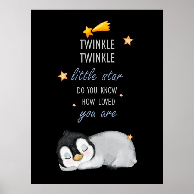 Twinkle, Twinkle Little Star Super Cute Penguin Poster (Front)