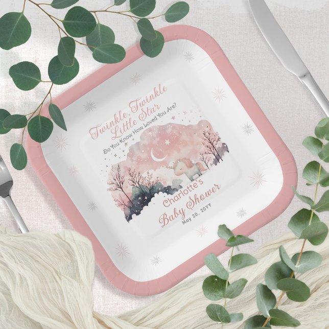 Twinkle Twinkle Little Star Unicorn Baby Shower Paper Plate (Creator Uploaded)