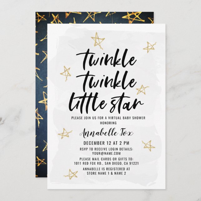 Twinkle Twinkle Little Star Virtual Baby Shower Invitation (Front/Back)