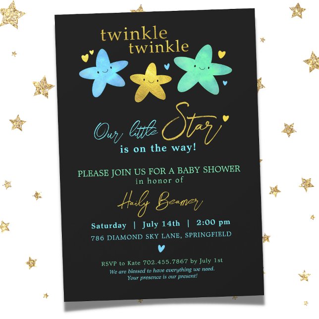 Twinkle Twinkle Our Little Star Baby Shower Invitation (Creator Uploaded)