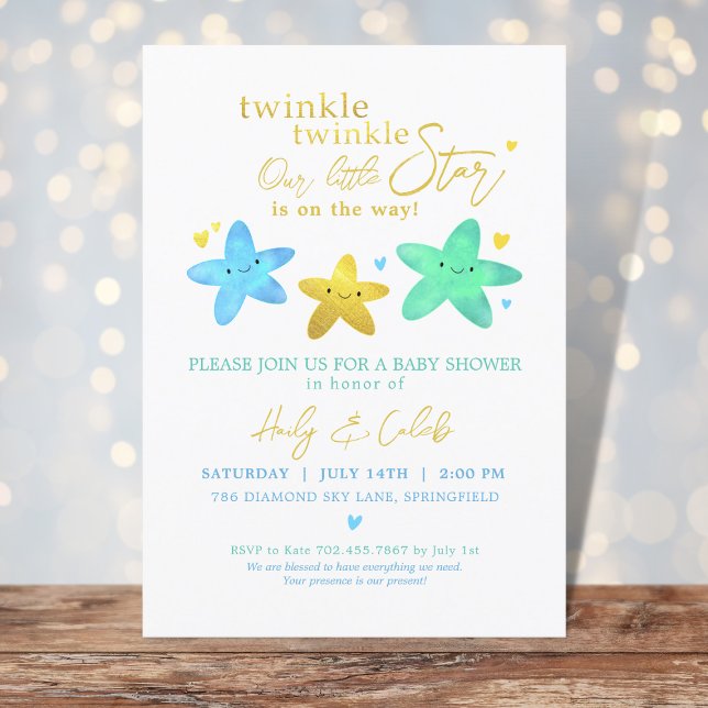 Twinkle Twinkle Our Little Star Baby Shower Invitation (Creator Uploaded)