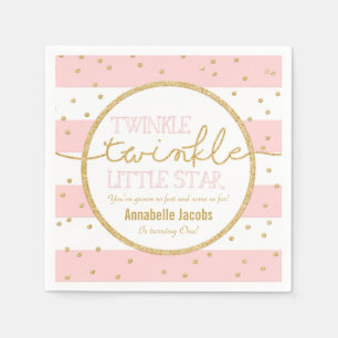 Twinkle Twinkle Pink and Gold Birthday Napkin