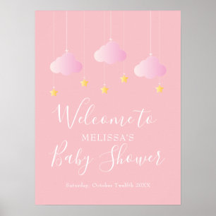Twinkle Twinkle Pink Baby Girl Shower Welcome Poster