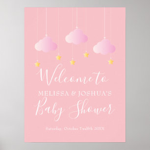 Twinkle Twinkle Pink Baby Girl Shower Welcome Poster