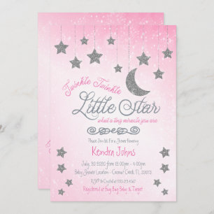 Twinkle Twinkle, Pink Baby Shower invitation