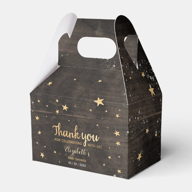 Twinkle twinkle rustic wood unisex babyshower favour box (Front Side)