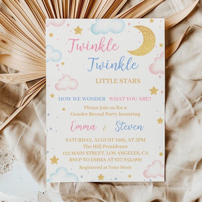 Twinkle Twinkle Stars Gender Reveal Invitation (Creator Uploaded)