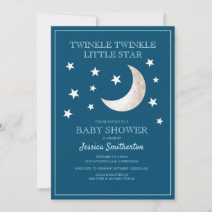 Twinkle Twinkle Stars Moon Baby Boy Baby Shower Invitation