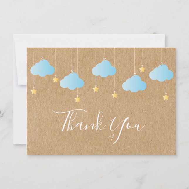 Twinkle Twinkle Thank You Rustic Kraft Boho Card (Front)