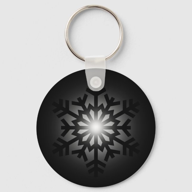 Twinkling Black Snowflake Key Ring (Front)