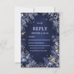 Twinkling Frosted Evergreens Under RSVP Card