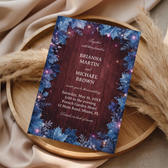 Twinkling Frosted Leaves Around Invitation (Creator Uploaded)
