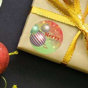 Twinkling Gold Lights Festive Ornaments Christmas Classic Round Sticker