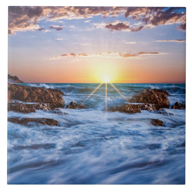 Twinkling Icelandic Sunset Tile (Front)