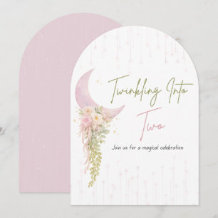 Twinkling Into Two Moon & Stars Birthday Invitatio Invitation