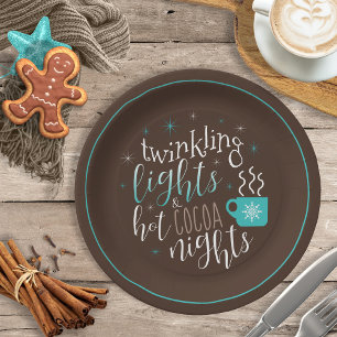 Twinkling Lights Hot Cocoa Nights ID593 Paper Plate