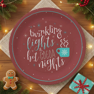 Twinkling Lights Hot Cocoa Nights ID593 Paper Plate