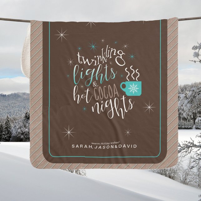 Twinkling Lights Hot Cocoa Nights  ID593 Sherpa Blanket (Creator Uploaded)