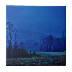 Twinkling Lights in a Blue Mountain Mist Tile