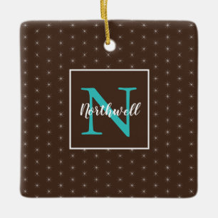 Twinkling Lights Pattern Monogram ID594 Ceramic Ornament