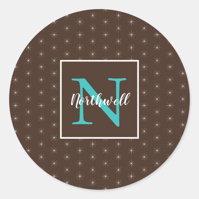 Twinkling Lights Pattern Monogram ID594 Classic Round Sticker (Front)
