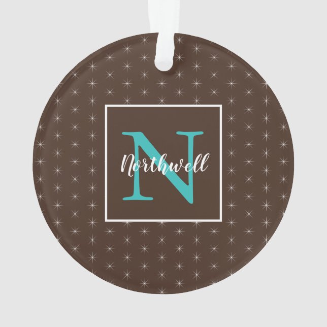Twinkling Lights Pattern Monogram ID594 Ornament (Back)