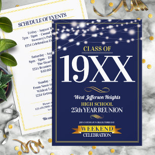 Twinkling Lights School Colours Class Reunion Invi Invitation