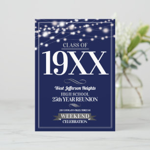Twinkling Lights School Colours Class Reunion Invi Invitation
