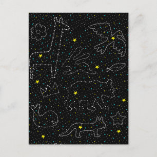 Twinkling Magical Sky Star Animals  Holiday Postcard