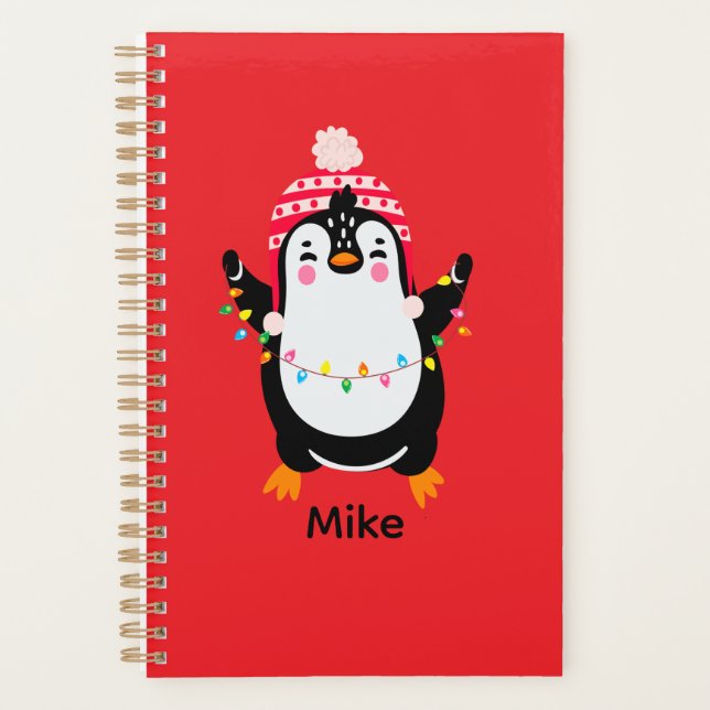 Twinkling Penguin with Christmas Lights Planner (Front)