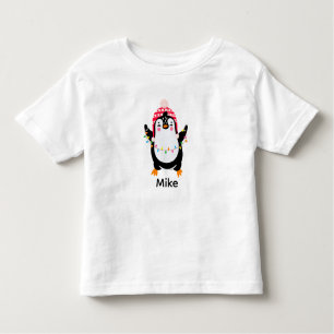 Twinkling Penguin with Christmas Lights Toddler T-Shirt
