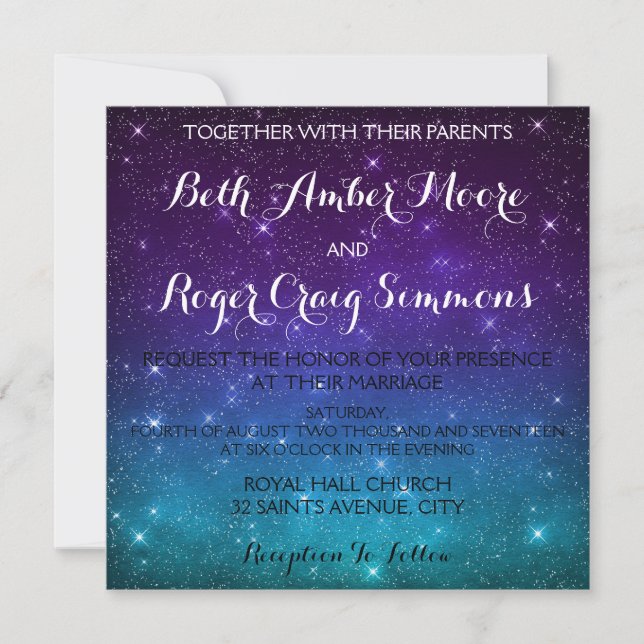 Twinkling Star Night Sky Wedding Shower Invitation (Front)