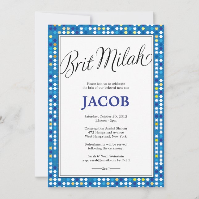 Twinkling Stars Bris/Circumcision Invitation (Front)