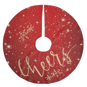 Twinkling Stars - Christmas Cheers - Red Brushed Polyester Tree Skirt