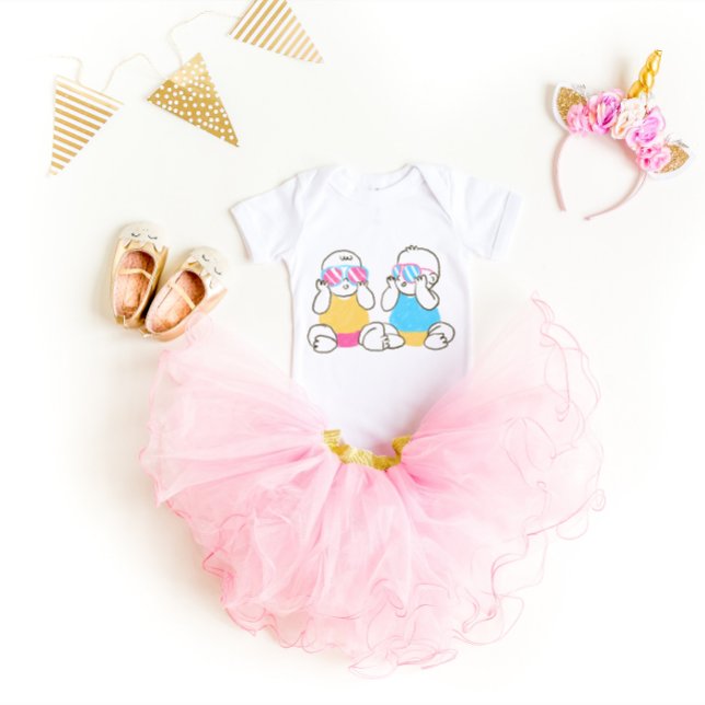 Twinnies Twincess and Twince with sunglasses Baby Bodysuit (Creator Uploaded)