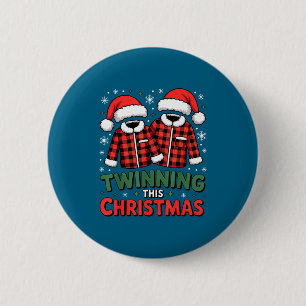 Twinning This Christmas Matching Family Holiday  6 Cm Round Badge