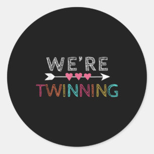 Twinning With My Bestie Shirt Kids Arrow Were Twin Classic Round Sticker