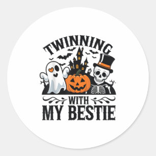 Twinning With My Ie Skeleton Halloween Matching  Classic Round Sticker