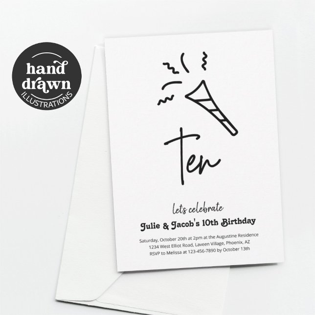 Twins 10th Birthday Party Invitation (Creator Uploaded)