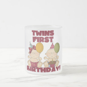 Twins 1st Birthday Boy/Girl T-shirts and Gifts Frosted Glass Coffee Mug